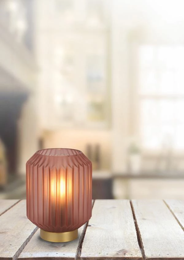 Lucide SUENO - Lampe de table - Ø 13 cm - 1xE14 - Rose - ambiance 1